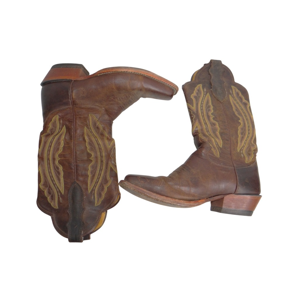 Justin Boots Mens 7C Brown Leather Square Toe Western Cowboy Boots USA